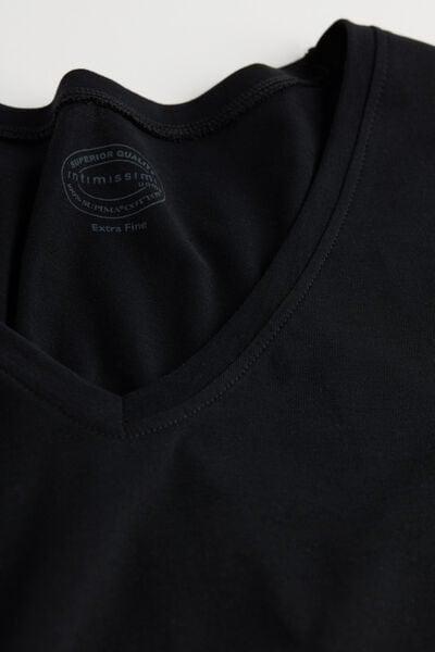 Black V-Neck T-Shirt, , large image number 3
