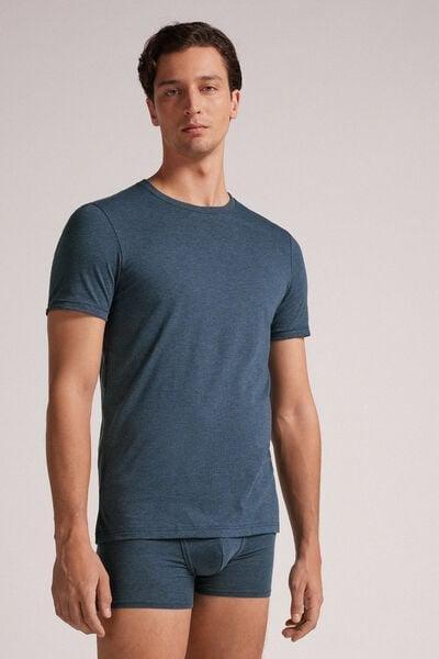 Blue Melange Superior Cotton T-Shirt, B601_3120, large image number 1
