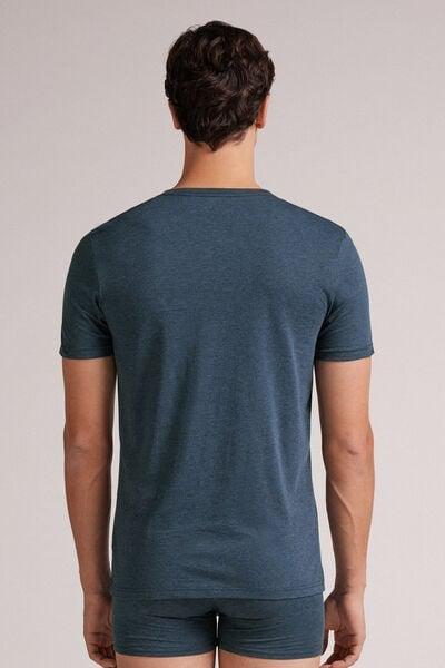 Blue Melange Superior Cotton T-Shirt, B601_3120, large image number 3