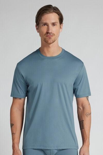 Blue Superlight Mercerised Cotton T-Shirt, B601_141K, large image number 0