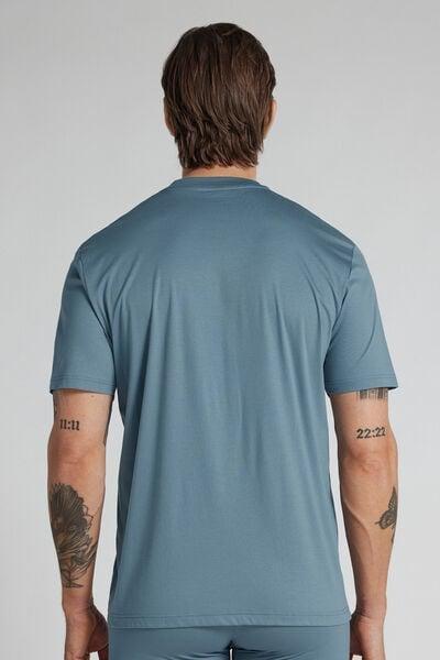 Blue Superlight Mercerised Cotton T-Shirt, B601_141K, large image number 3
