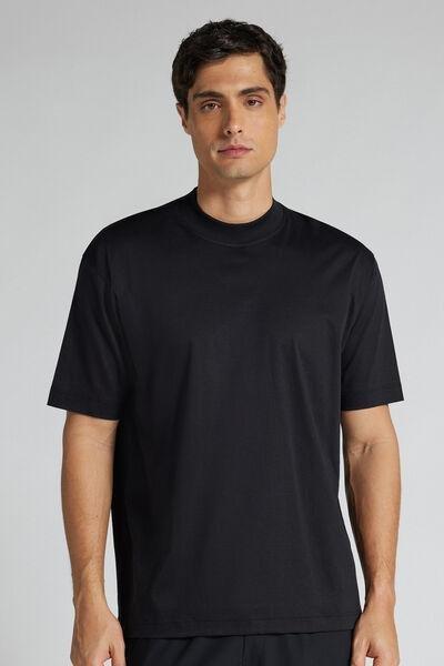 Black - 019 - Nero Oversized Superlight Mercerised Cotton T-Shirt Filo Premium, Black, large image number 0