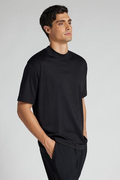 Black - 019 - Nero Oversized Superlight Mercerised Cotton T-Shirt Filo Premium, Black, large image number 1