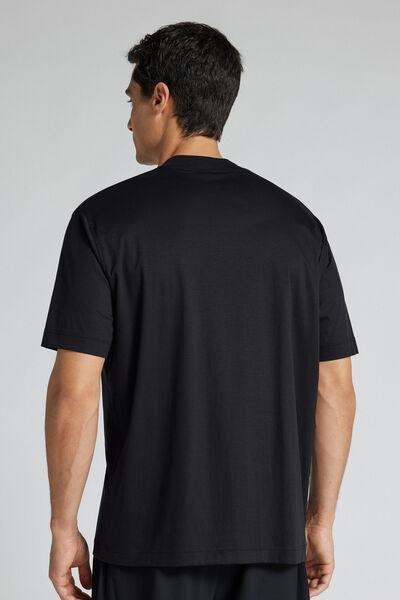 Black - 019 - Nero Oversized Superlight Mercerised Cotton T-Shirt Filo Premium, Black, large image number 3