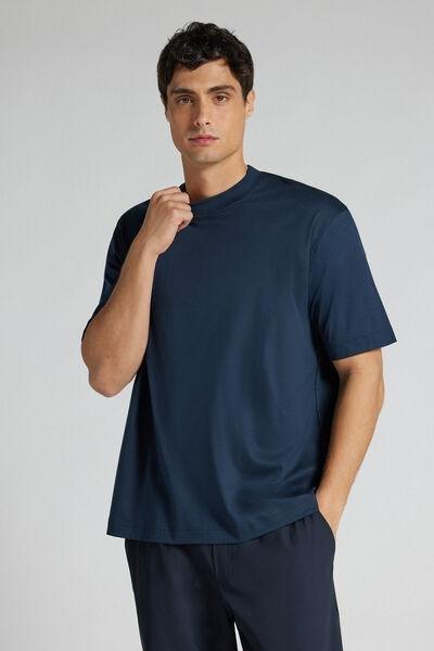 Navy Oversized Superlight Mercerised Cotton T-Shirt, B601_490J, large image number 1