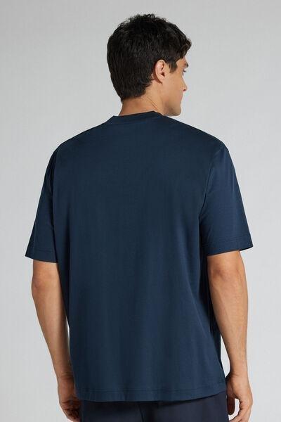Navy Oversized Superlight Mercerised Cotton T-Shirt, B601_490J, large image number 3