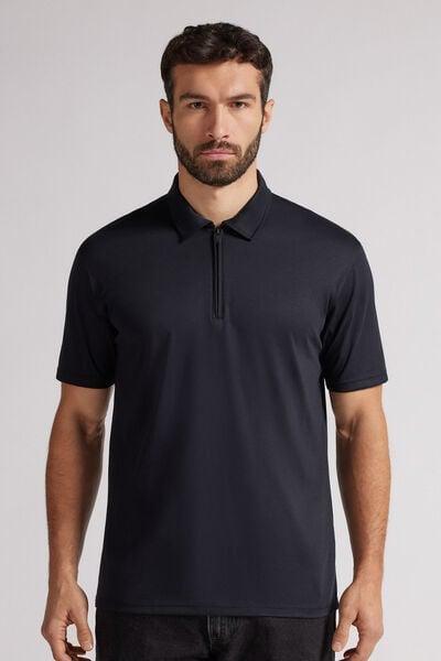 Black Short-Sleeved Polo Shirt, , medium