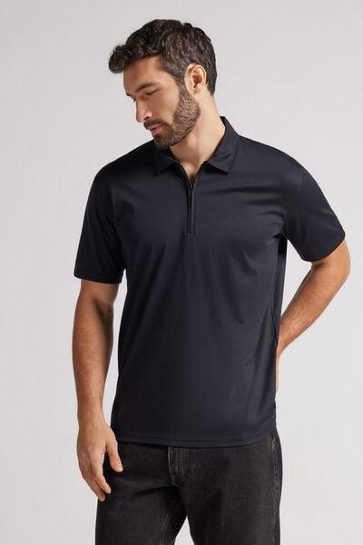 Black Short-Sleeved Polo Shirt, , large image number 1