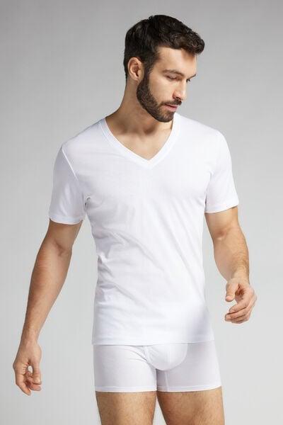 White V-Neck T-Shirt, , large image number 2