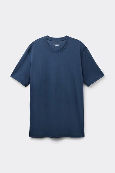 Navy Round Neck Premium Cotton T-Shirt, B601_886J, medium