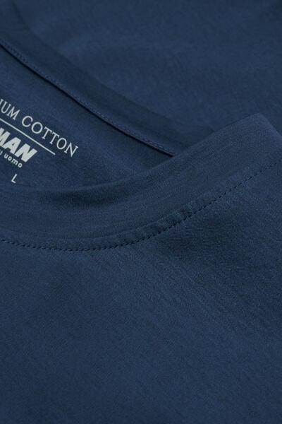 Navy Round Neck Premium Cotton T-Shirt, B601_886J, large image number 4