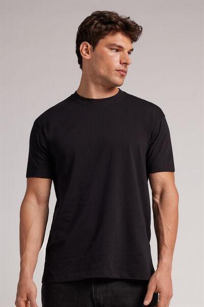 Black Muscle Fit Cotton T-Shirt, , medium