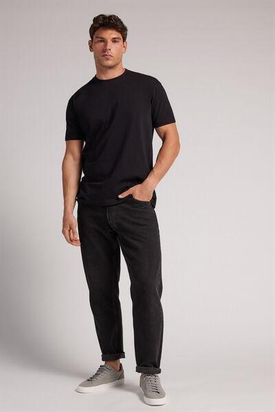 Black Muscle Fit Cotton T-Shirt, , large image number 2