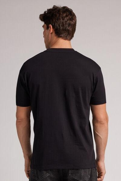 Black Muscle Fit Cotton T-Shirt, , large image number 3