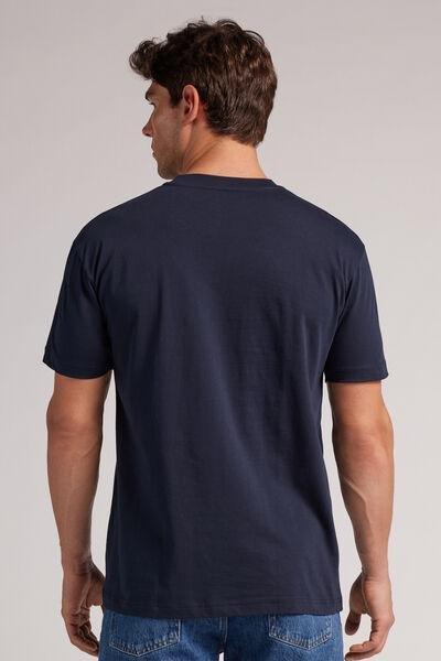 Blue Muscle Fit Cotton T-Shirt, , large image number 3