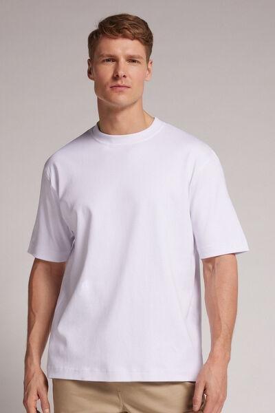 White - 001 - White Interlock Cotton Oversize T-shirt, , medium