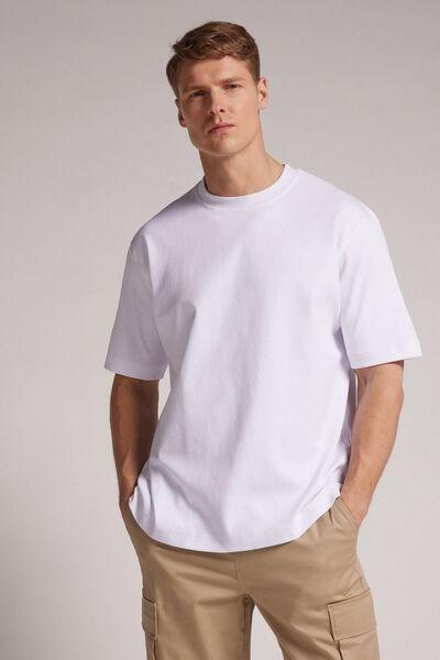 White - 001 - White Interlock Cotton Oversize T-shirt, , large image number 1