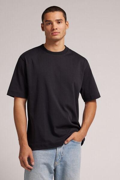 Black Solid Oversized T-shirt, , large image number 1