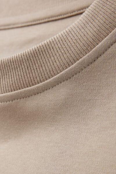 Beige Interlock Cotton Oversize T-Shirt, , large image number 4