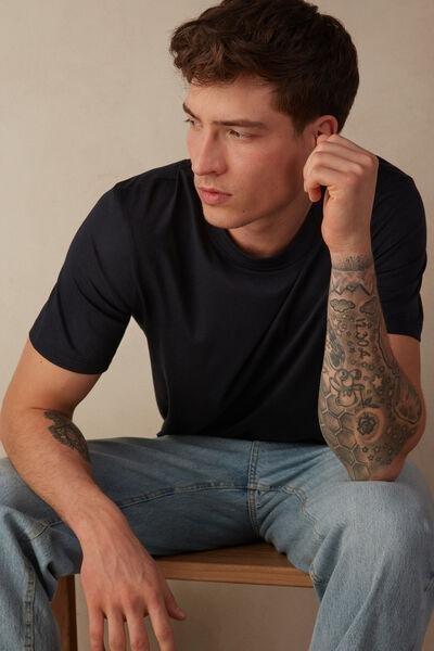 Blue Extra-Fine Superior Cotton T-Shirt, , large image number 1