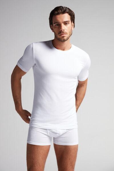 White Short-Sleeved Modal Cashmere Top, , large image number 1