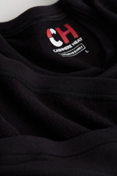 Black Short-Sleeved Modal Cashmere Top, Black, large image number 4