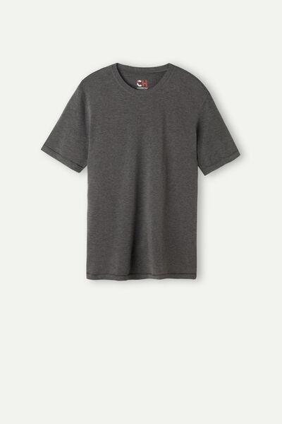 Grey Short-Sleeved Modal Cashmere Top, , large image number 2