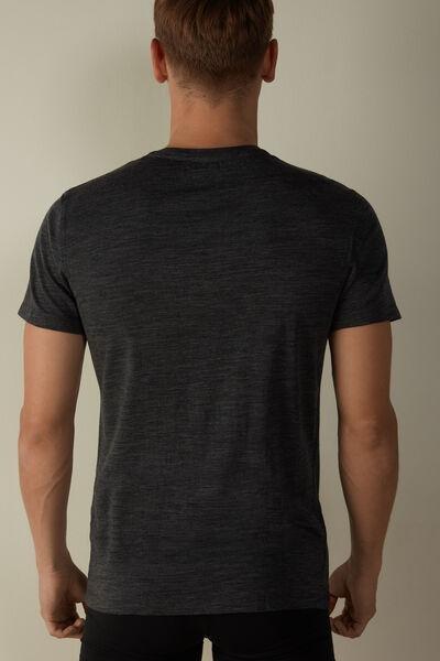 Grey Blend Short-Sleeved T-Shirt In Stretch Merino Wool, , large image number 2