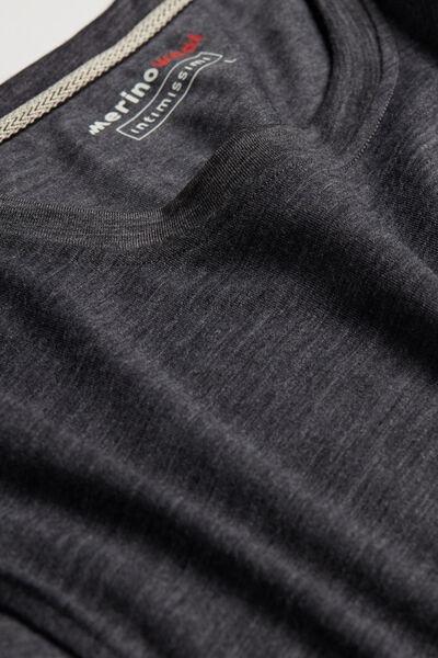 Grey Blend Short-Sleeved T-Shirt In Stretch Merino Wool, , large image number 3