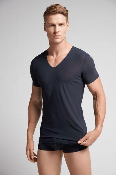 Intimissimi UOMO - Blue Rawedge Micromesh Top