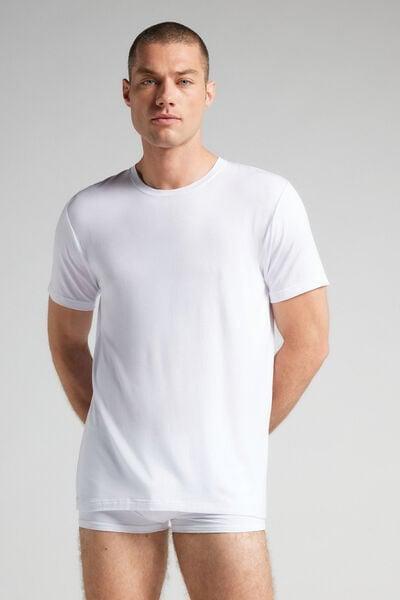 White Modal And Silk T-Shirt, White, large image number 1