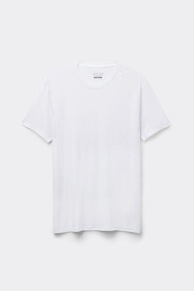 White Modal And Silk T-Shirt, White, medium
