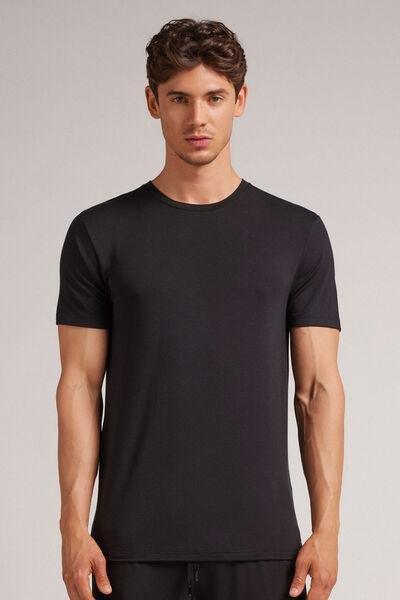 Black Soft Silk T-Shirt, , medium