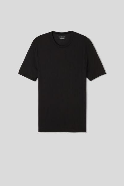 Black Soft Silk T-Shirt, , large image number 1