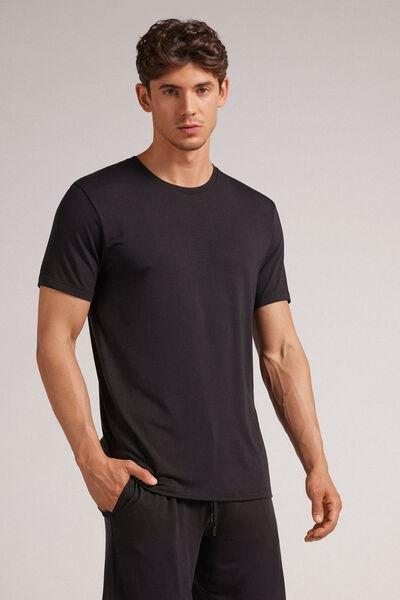 Black Soft Silk T-Shirt, , large image number 2