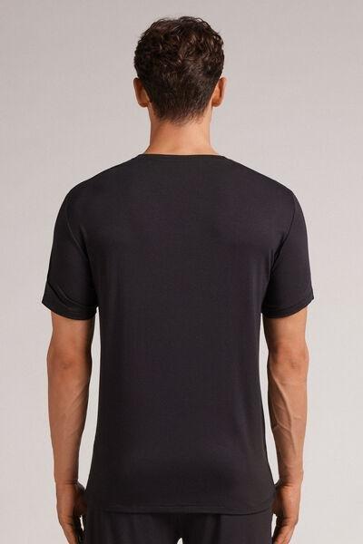 Black Soft Silk T-Shirt, , large image number 3