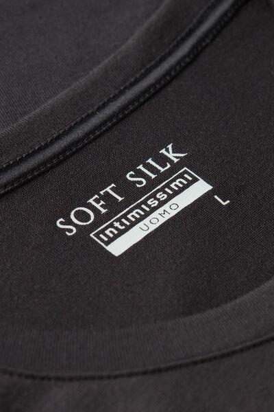 Black Soft Silk T-Shirt, , large image number 4