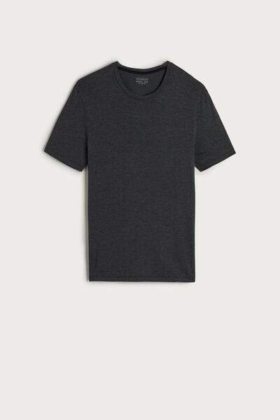 Grey Blend Modal And Silk T-Shirt, , large image number 2