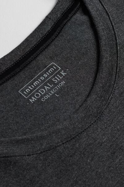 Grey Blend Modal And Silk T-Shirt, , large image number 4