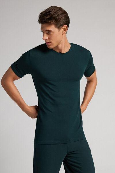 Green Modal And Silk T-Shirt, , large image number 1