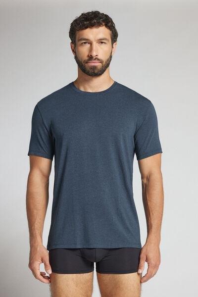 Navy Short Sleeve Soft Silk T-Shirt, B601_3120, large image number 0