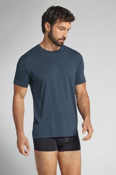 Navy Short Sleeve Soft Silk T-Shirt, B601_3120, large image number 1