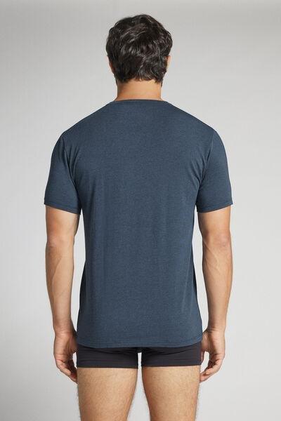 Navy Short Sleeve Soft Silk T-Shirt, B601_3120, large image number 3