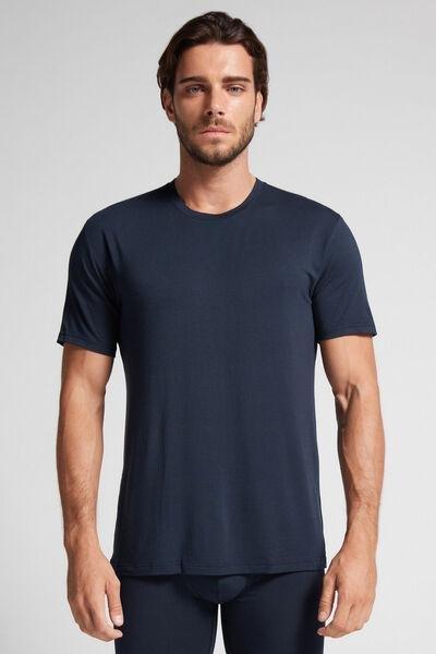 Blue Modal And Silk T-Shirt, , medium