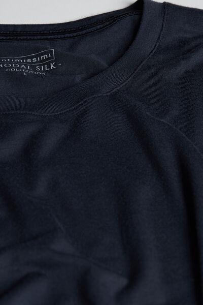 Blue Modal And Silk T-Shirt, , large image number 4