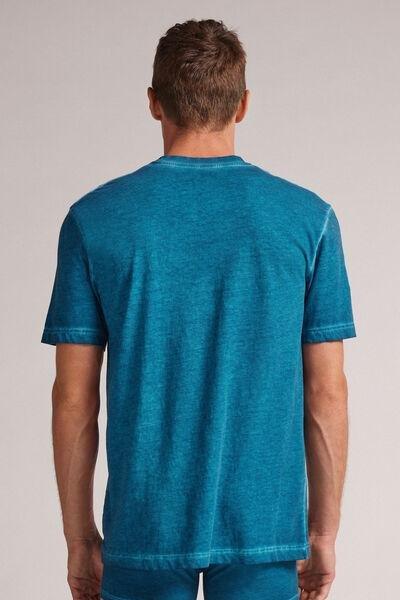 Blue - 686J - Moroccan Blue Washed Washed Collection Cotton T-shirt, , large image number 3