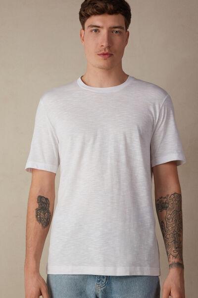 White Slub Cotton T-Shirt, , large image number 0