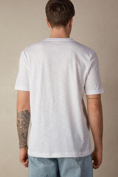 White Slub Cotton T-Shirt, , large image number 3