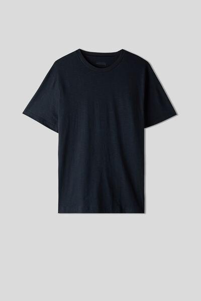 Blue Slub Cotton T-Shirt, Midnight Blue, large image number 2