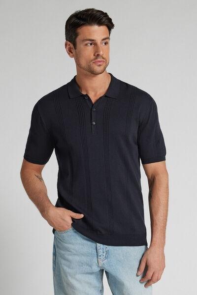 Blue Short Sleeve 100% Cotton Polo T-Shirt, B601_503J, large image number 1